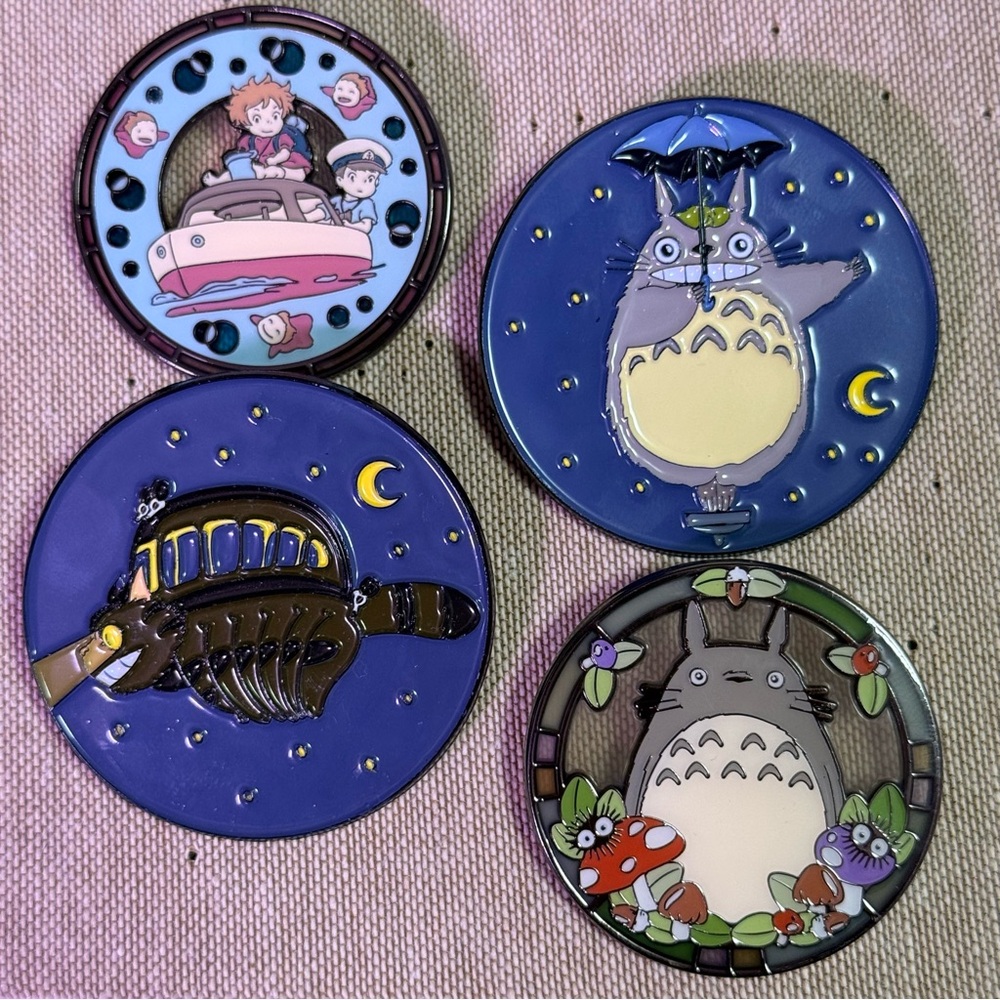 Studio Ghibli Enamel Pin Set of 4 — Totoro + Ponyo Loungefly Stained Glass